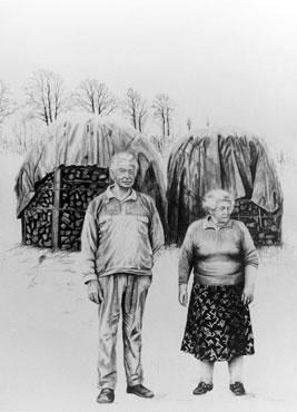 Herr und Frau Rehder, Kohlezeichnung