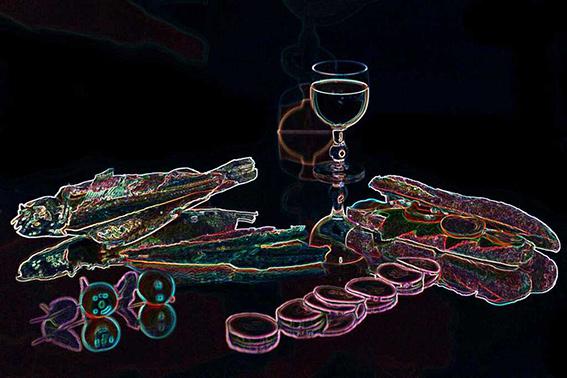 Stillleben mit Hering mit Umkehrung